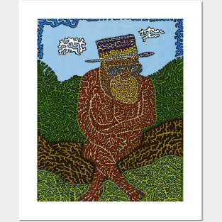 Cool Chimp on a Log Posters and Art